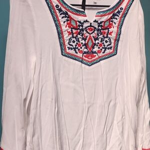 Embroidered White Women's Top